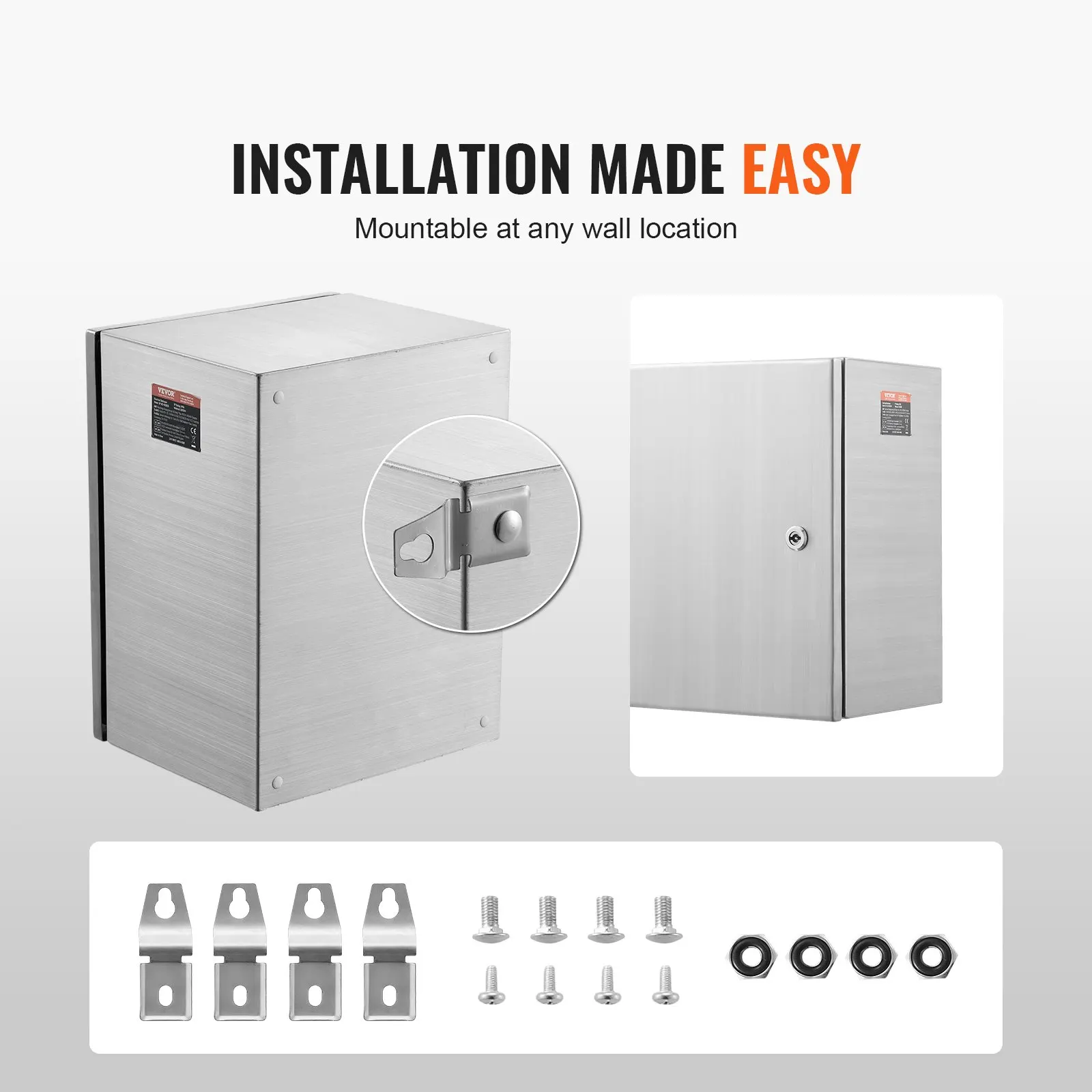 スチール製電気ボックス、304ステンレス鋼電気エンクロージャボックス、壁掛け式屋外電気電子機器