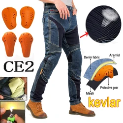 Hithotwin Aramid Motorcycle Jeans Moto Pants Riding Trousers Motocross Protective Gear Hi032 Armor