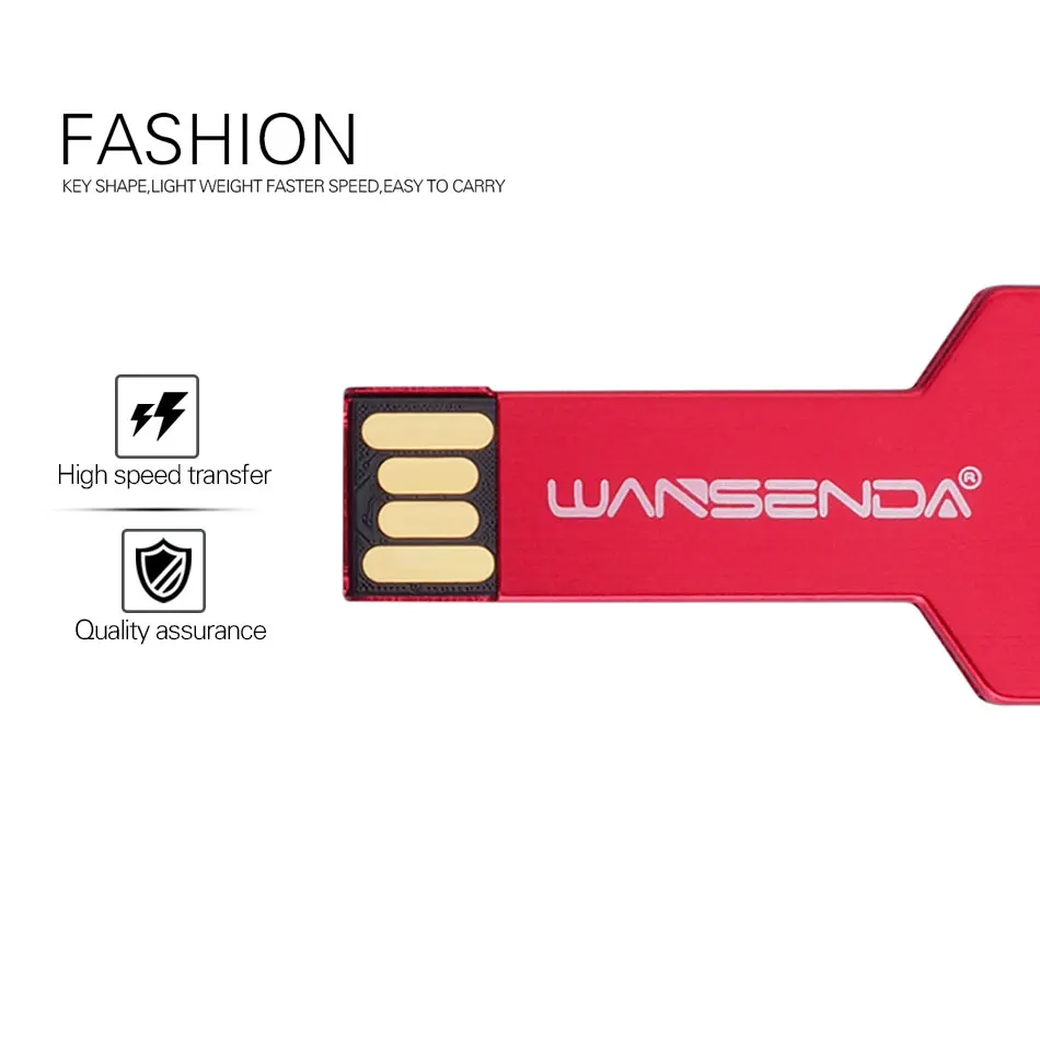 WANSENDA-Pendrive con forma de llave, unidad Flash USB, resistente al agua, 8GB, 16GB, 32GB, 64GB, 128GB