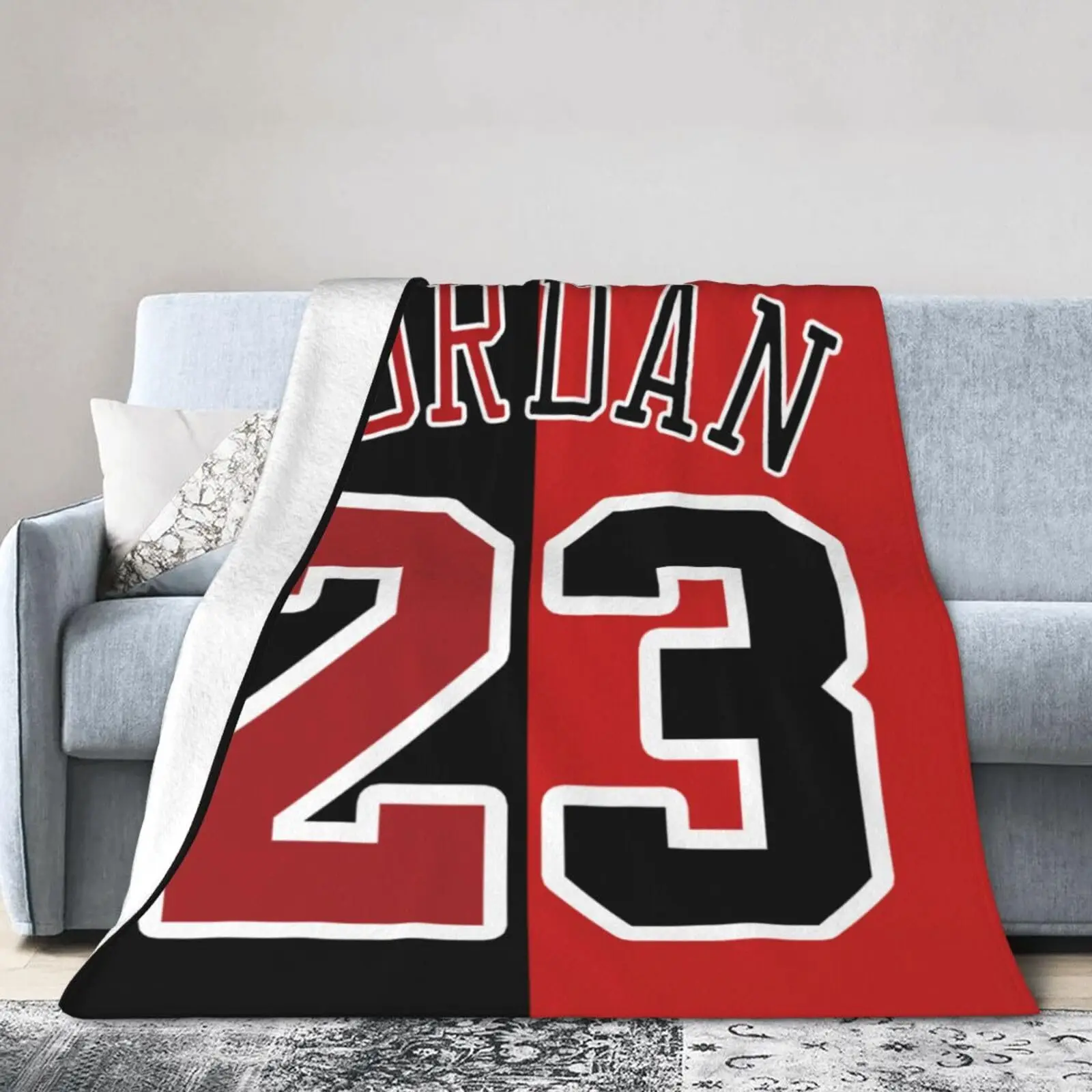 Black and red striped 23 Printed Blanket for Sofa Bed Travel Camping Living Room Office Conditioning Blanket view 5