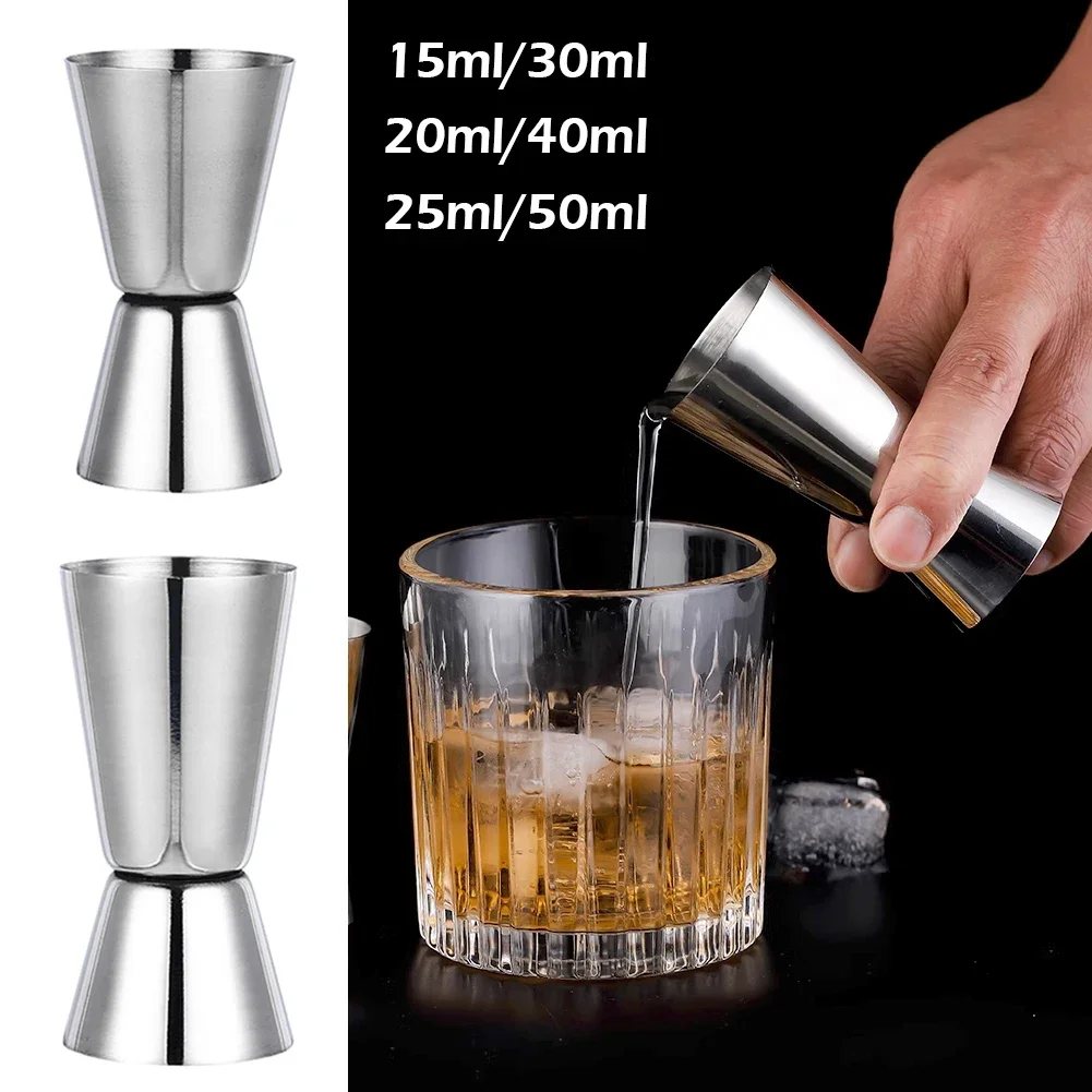 Stainless Steel Cocktail Shaker 15/30ml or 20/40ml or 25/50ml Measure Cup Dual Shot Drink Spirit Measure Jigger Kitchen Gadgets