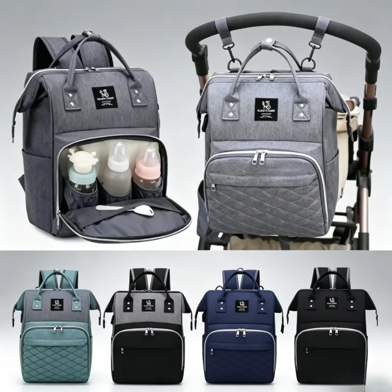 

Large Capacity Mommy Diaper Bag Baby Stroller Hanging Backpack with Changing Mat Multifunctional Baby Nursing Bag