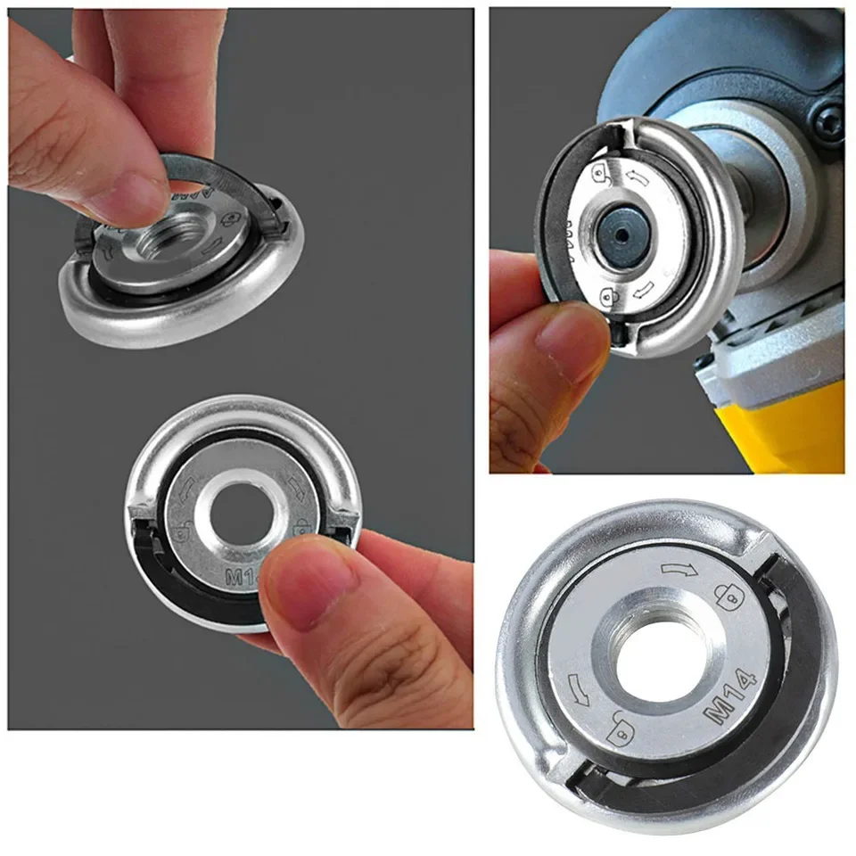 M10 M14 Self-Locking Pressing Plate Grinder Quick Release Flange Nut Power Chuck Tools Universal M14 M10 Thread Angle Grinder