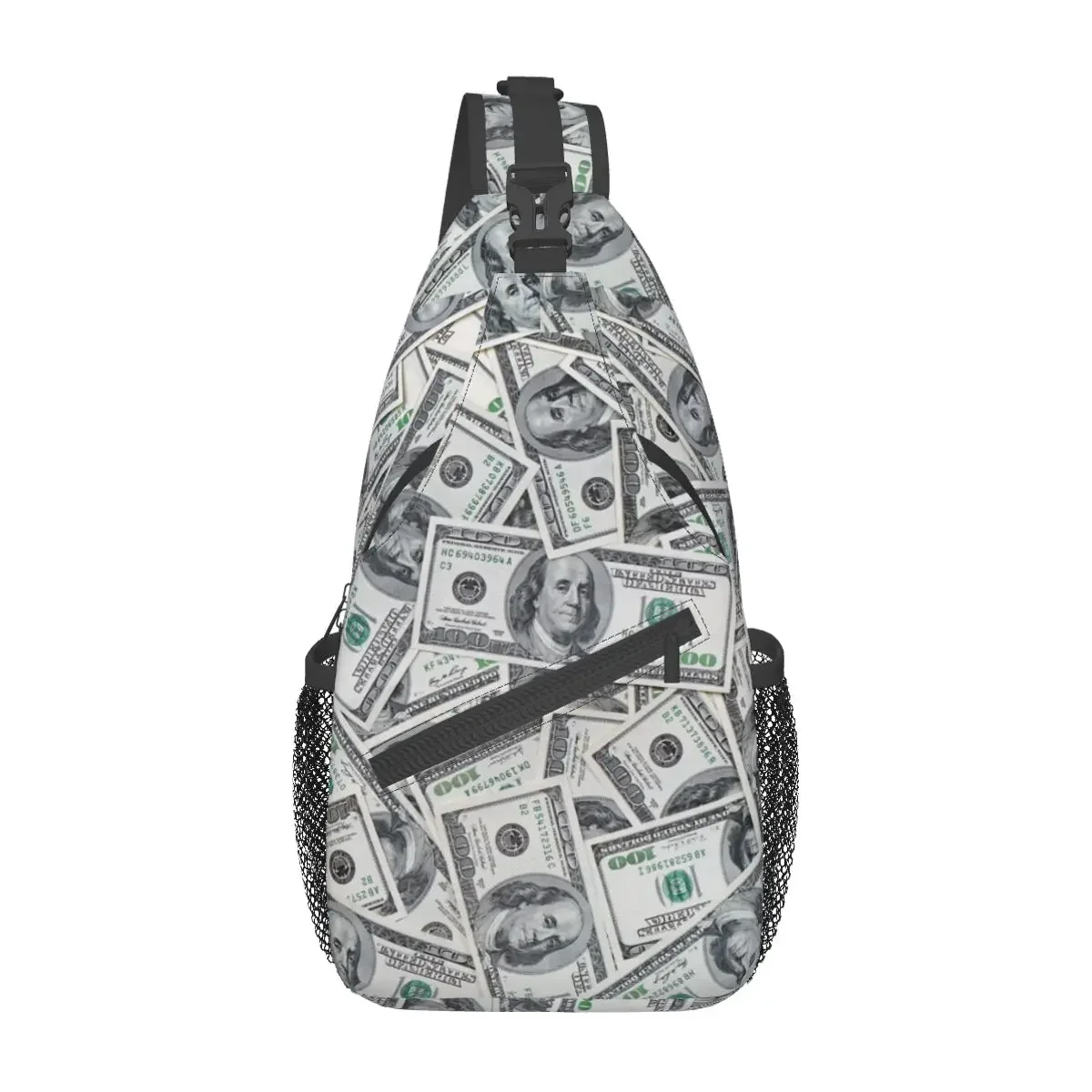 100 Dollar Bills USA Crossbody Sling Bag Small Chest Bag Money Shoulder Backpack Daypack for Hiking Travel Biking Bag