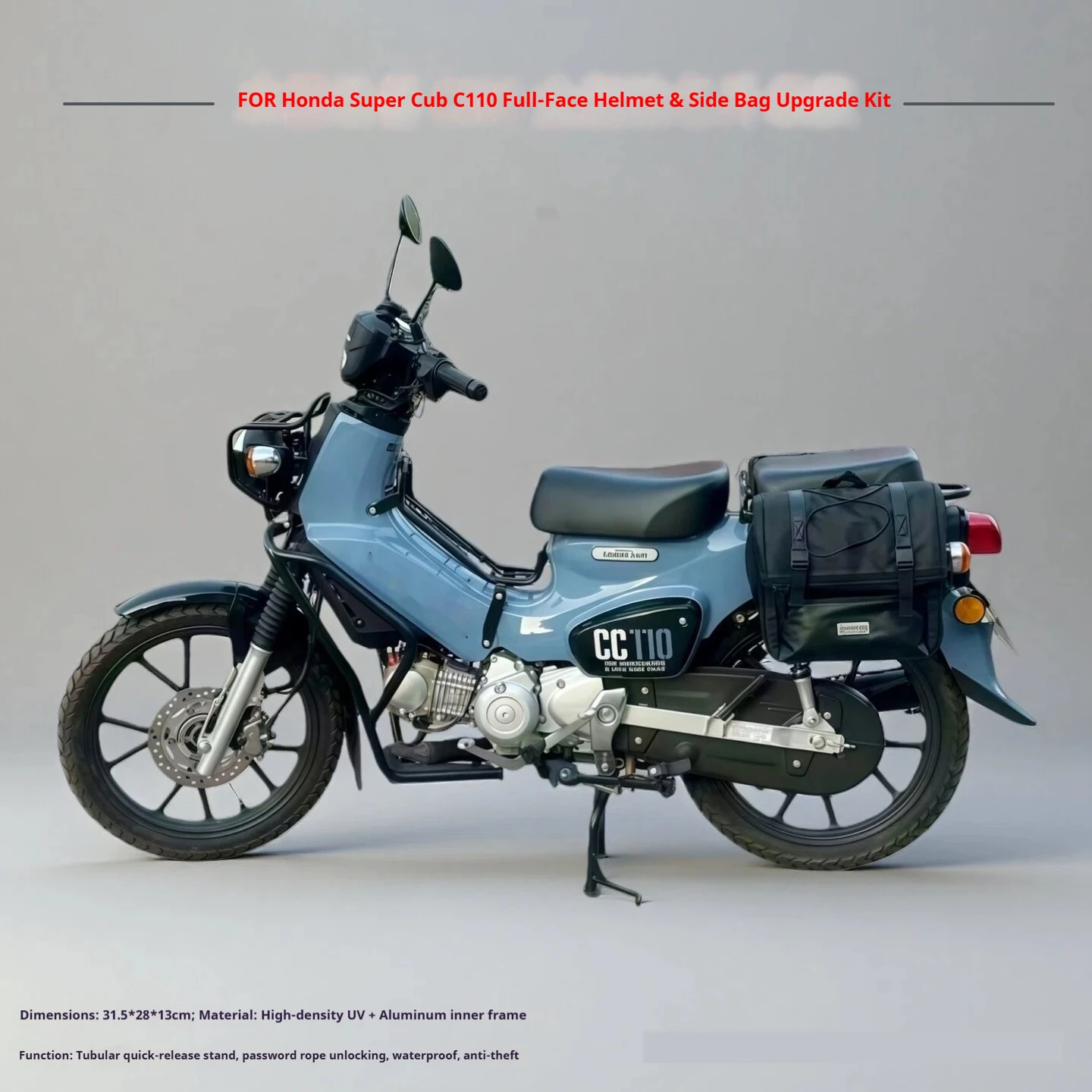 For Honda CC110 Square X125 Quick Release Helmet Bag Waterproof Side Saddlebag Full Face No-Drill Accesorios Moto