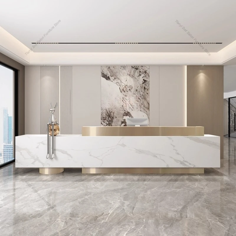 

Скандинавская мраморная стойка регистрации отеля, современная роскошная стойка из спеченного камня, медицинская стойка регистрации красоты, коммерческая мебель для корпоративных мероприятий FYRD