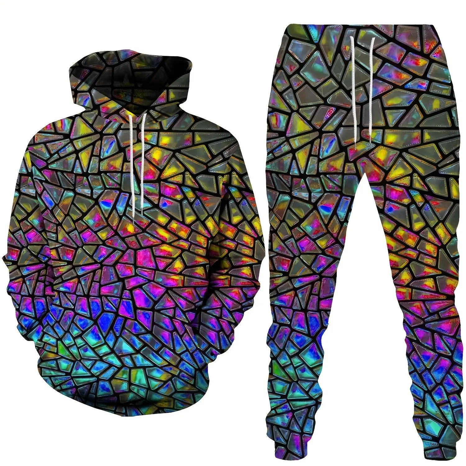 Shiny Gradient 3D Print New Autumn Men's Jogging Tracksuit Casual Hoodie And Pantsuit Unisexes Fashion Jogging 2Pcs Sets