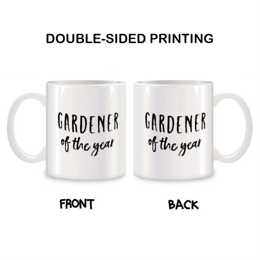 Gardener of The Year Mugs For Women, Man, Son & Daughter Birthday Gifts Novelty Coffee Ceramic Tea Cups White 11 oz