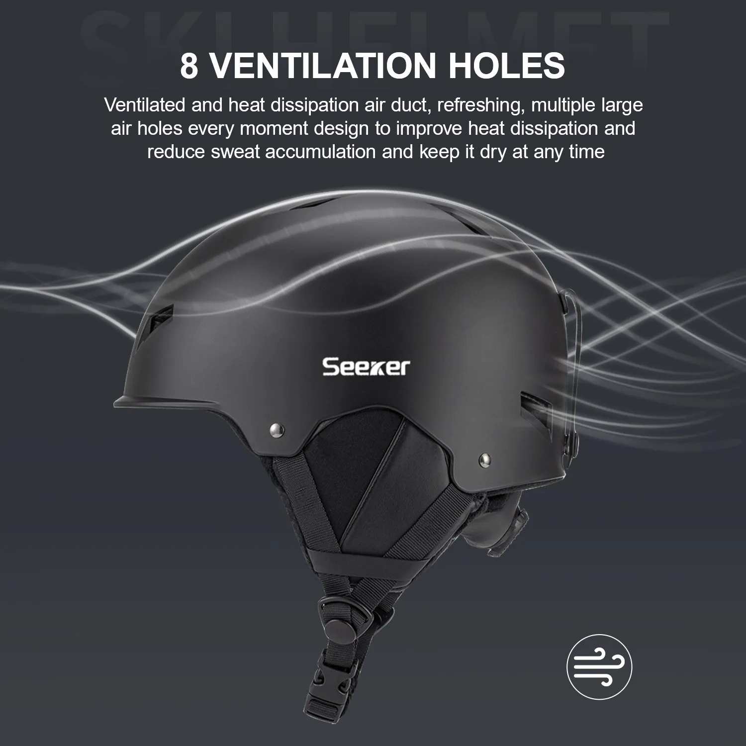 Il nuovo casco da sci di sicurezza di Seeker è leggero, regolabile, traspirante e confortevole, casco da sci per sport all'aria aperta da uomo e da donna