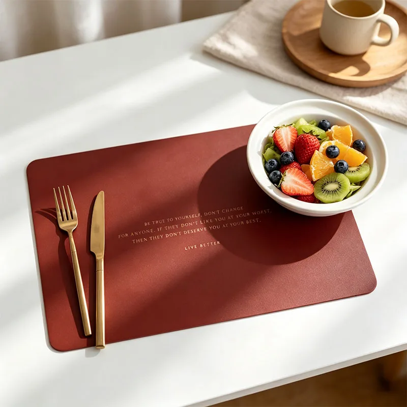 4/8/12pcs Rectangular Leather Placemat with Water Repellent Heat Insulated Non Slip Surface for Restaurant Hotel Household Use