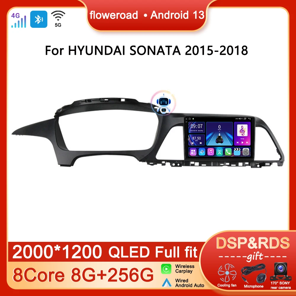 

2din Carplay 4G Android For HYUNDAI SONATA LF 2015 - 2018 Car Radio Multimedia Player Video Navigation GPS Stereo BT QLED Screen