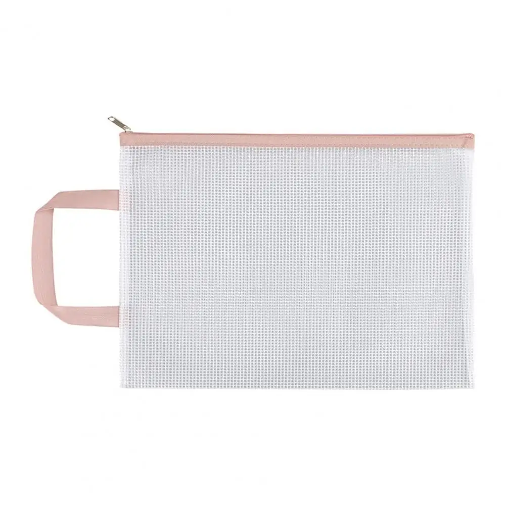 File Folder A4 Size Mesh Zipper Pouch for A4 Documents Waterproof File Bag for Office School Travel Organization Transparent