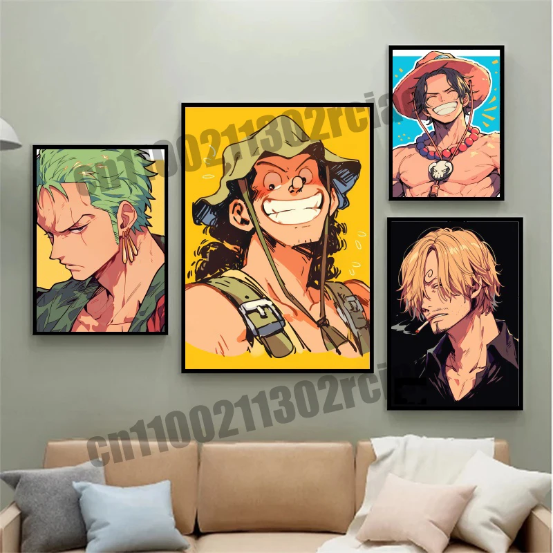 

Japanese Childhood Classic Cartoon One Piece HD Oil Painting Pictures Canvas Painting Art Poster Suitable for Bedroom Decoration