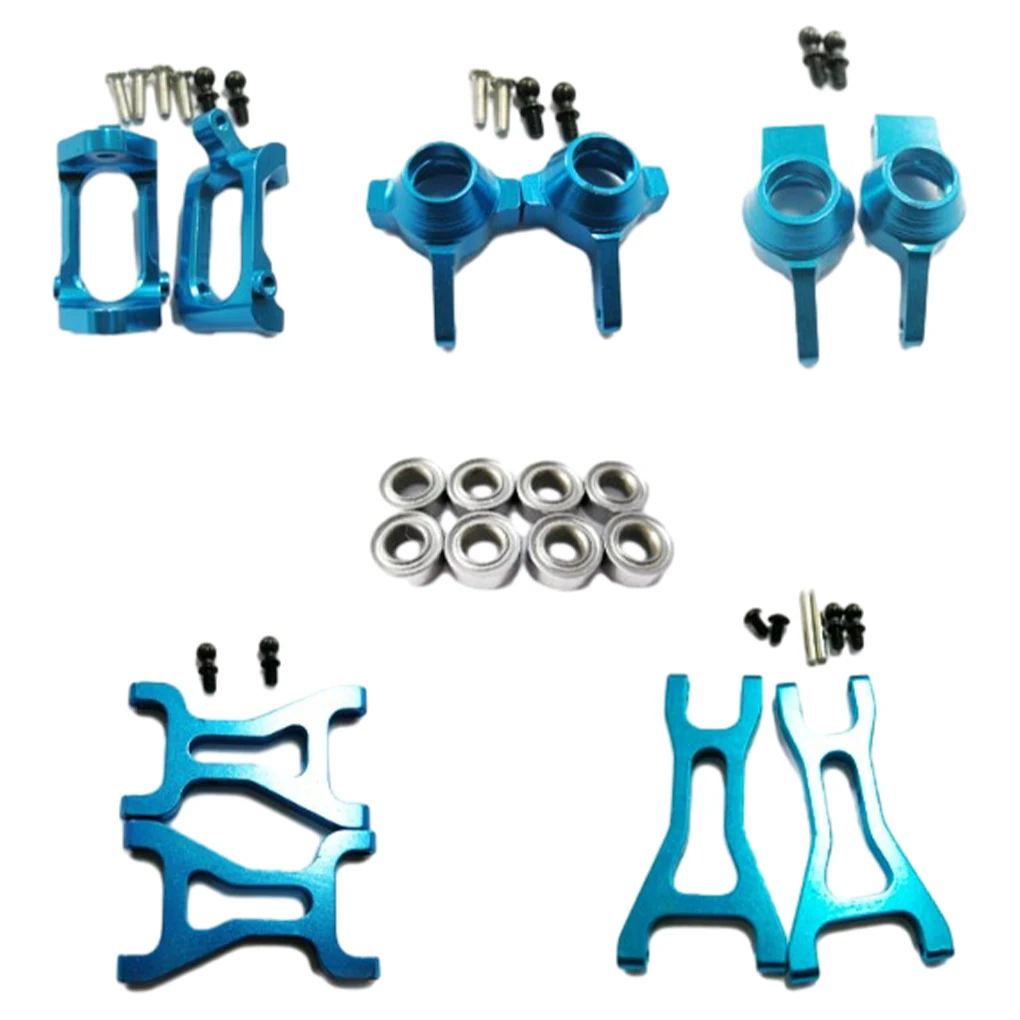 10pcs 1/18 Front Axle Assembly Kit Aluminum Alloy Exquisitely Crafted For Wltoys 959B 969B 979B A959 A969 A979 Blue