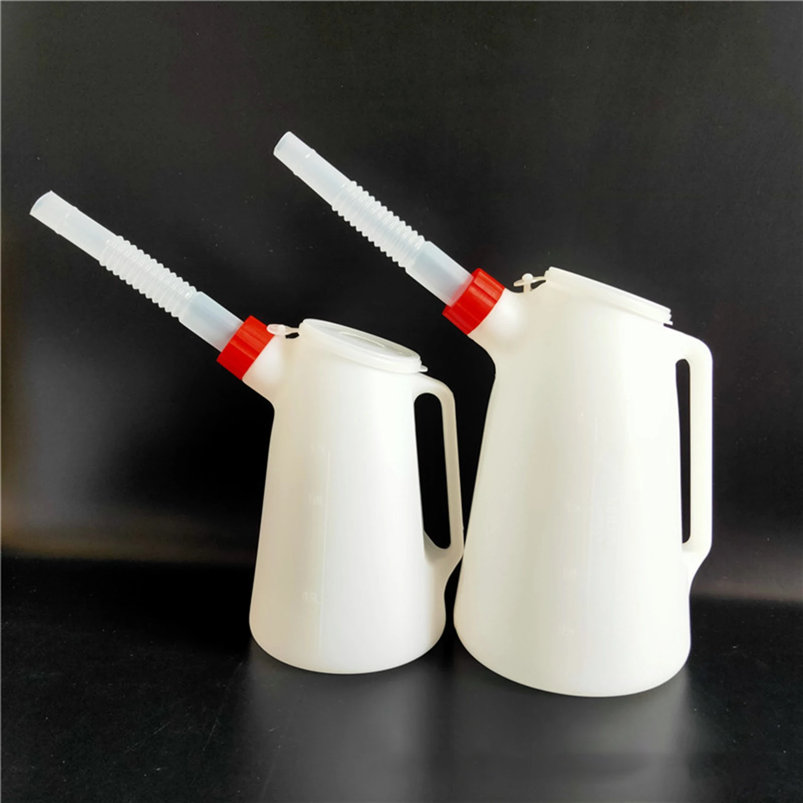 Universal Oil Measuring Jug with Pouring Flexible Spout Container Oiler Plastic Measuring with Lid Durable for Traveling Car