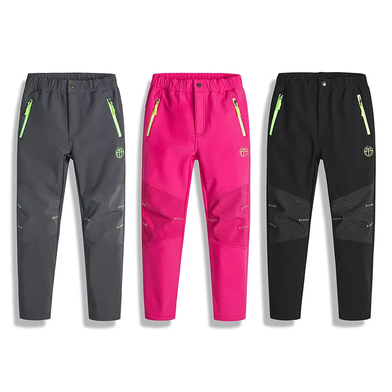 Winter Children Outdoor Pant Polar Fleece Trousers Snow Girls Boys Waterproof Windproof Ski Pants
