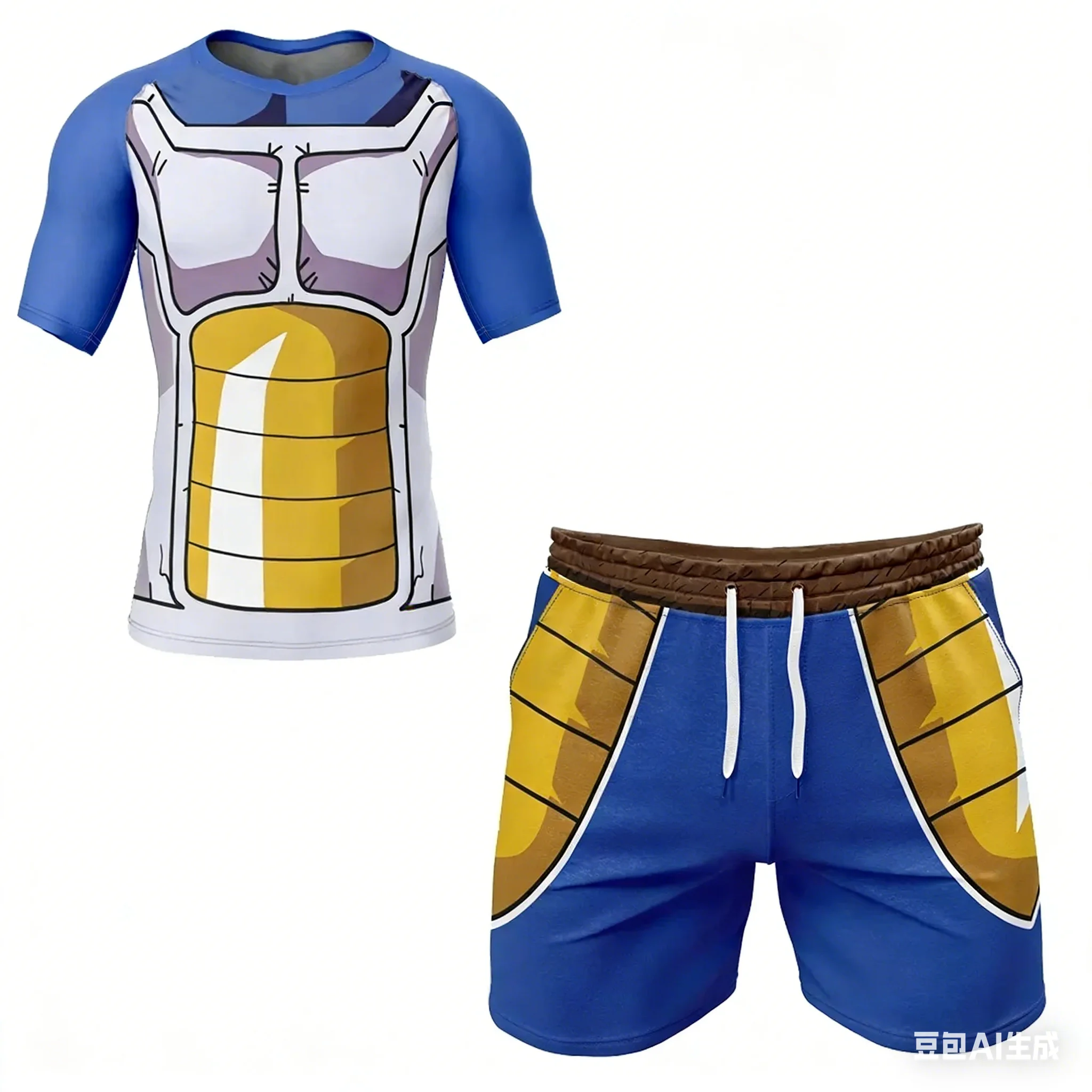 

Vegeta Battle Suit # Dragon Ball Z # Anime Men's and Women's Sports Printed Role Playing Quick Drying Short Sleeved Shorts Set
