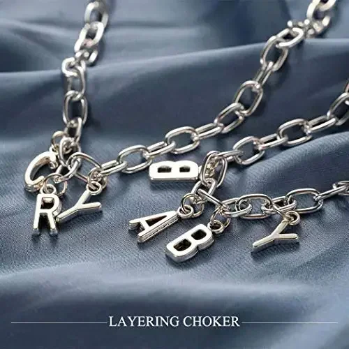 2024 Trendy Silver Double Layer O Chain Necklace CRY BABY Choker Necklace Letter Pendant Necklace for Women Ladies Jewelry Gift