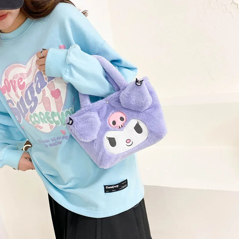 Kawaii Sanrio Pluszowa torba My Melody Kuromi Cartoon Animal Handbag Cute Cinnamoroll Storage Tote Bags Women Girls Birthday Gifts