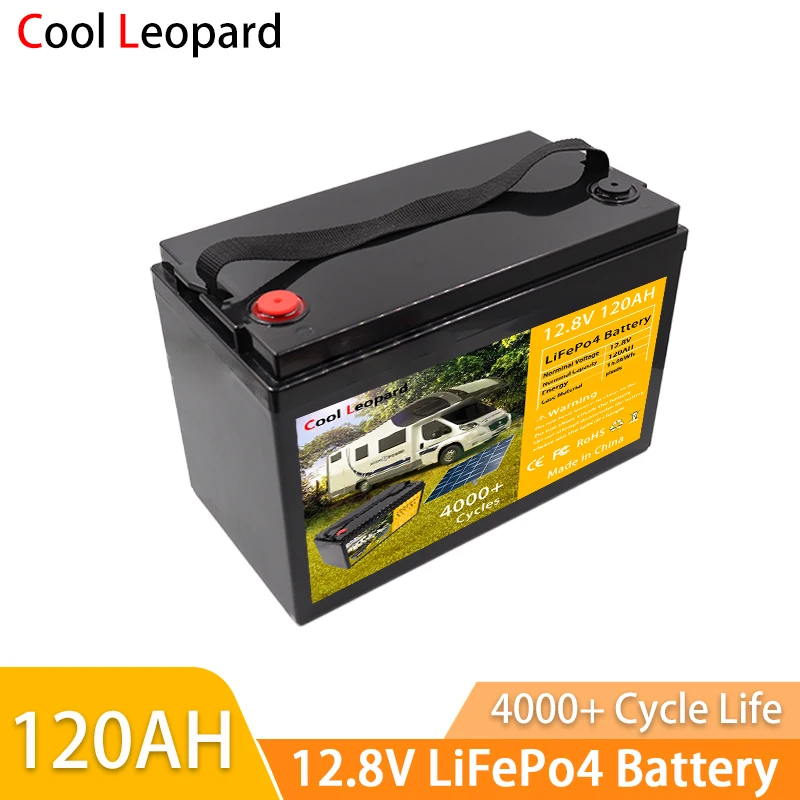 

12.8V 120Ah LiFePo4 Battery Built-in BMS For Solar Power System RV House Trolling Motor,Solar Searchlight ,Boat Motor Inverter