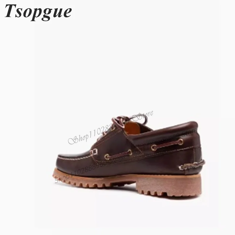 Brown Leather Retro Style Cross-Tied Shoes For Men Men\'s Dress Pumps Slip-On Runway Casual Party Shoes Fashion Zapatillas Mujer