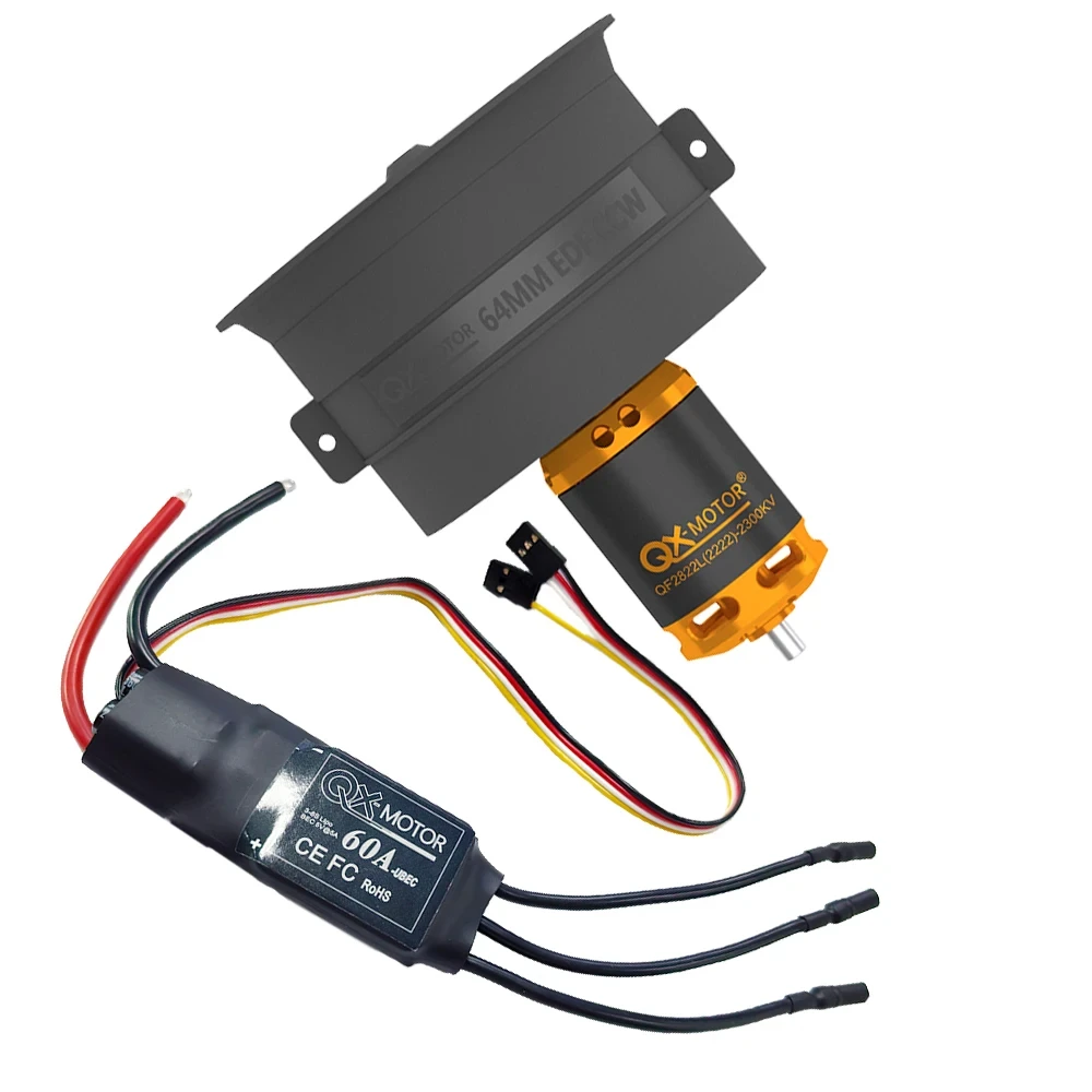 Qx-motor plástico 64mm edf qf2822 2100kv 2300kv 3300kv 4300kv motor sem escova com 60a 80a esc para avião rc brinquedo de controle remoto