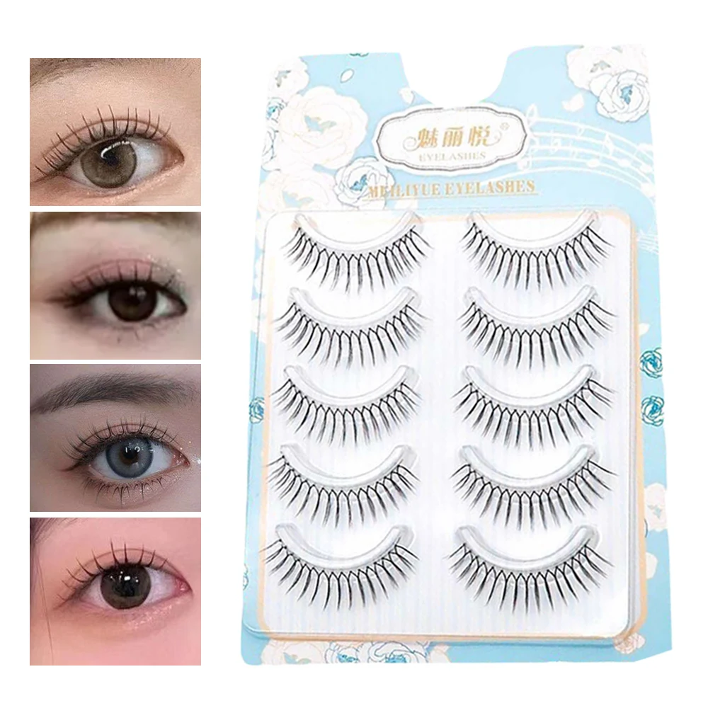 Hot Korean U-shaped False Eyelashes Transparent Stems Natural Wispy Soft V Shaped Lash Extension Eye Makeup Comic Eye Clear Band