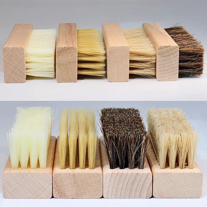 Useful Wood Handle Shoe Brush Polish Brush Plastic Hair Soft Pig Hair Brush Sneaker Shoe Cleaning Brush Laundry Brush