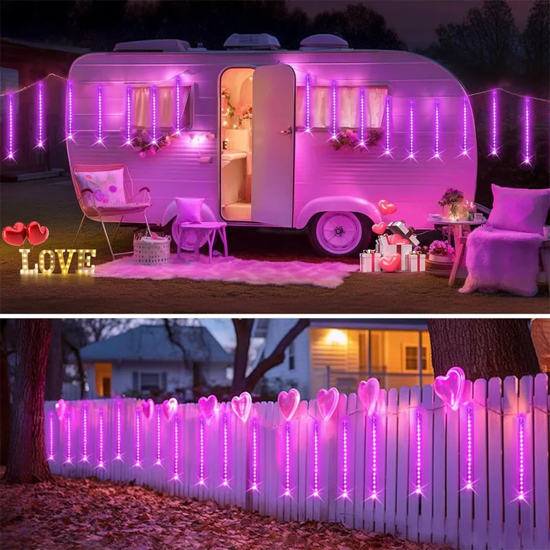 30 سنتيمتر 8 أنابيب الشمسية النيزك دش أضواء في الهواء الطلق إضاءة مقاومة للماء مصابيح حديقة معلقة إضاءة ديكورية لعيد الميلاد السنة الجديدة #4