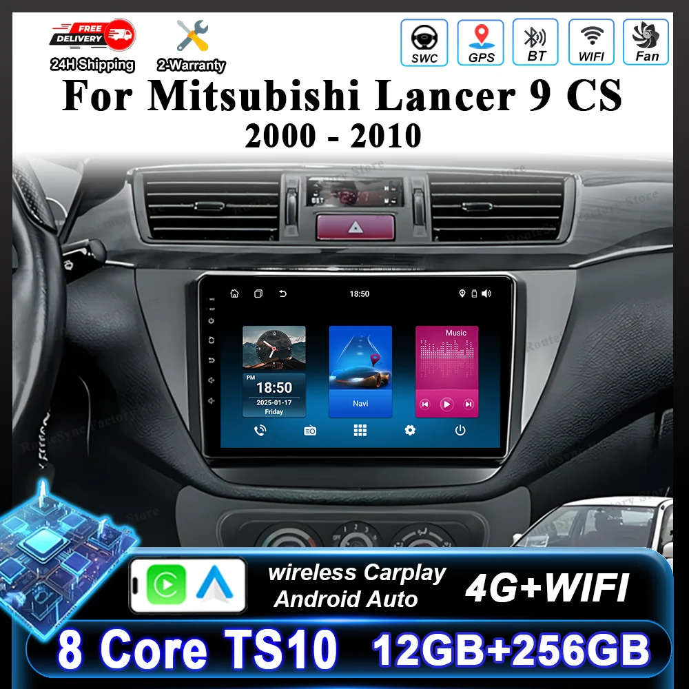 Фото Автомагнитола Android 16 для Mitsubishi Lancer 9 CS 2000-2010 с GPS-навигацией, мультимедийным плеером, Bluetooth и Wi-Fi