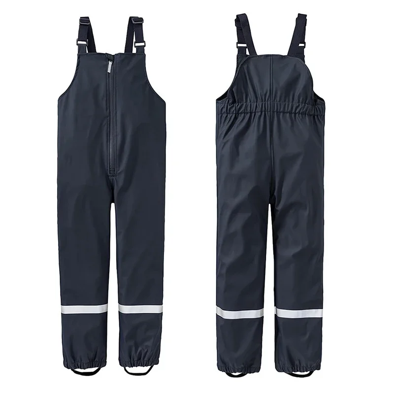 2024 PU Waterproof Baby Boy Overalls Sport Beach Girls Jumpsuit Outdoor Kids Rain Pants Suspenders Kids Trousers Clothes