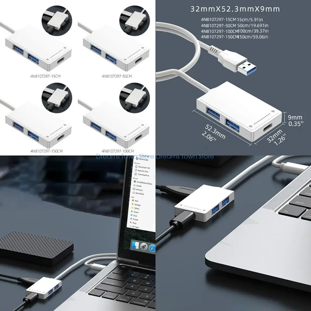 

HX6A Многопортовый USB-концентратор USB-док-станция с 1 портом USB3.0 + 3USB2.0, подходит для адаптера питания настольных