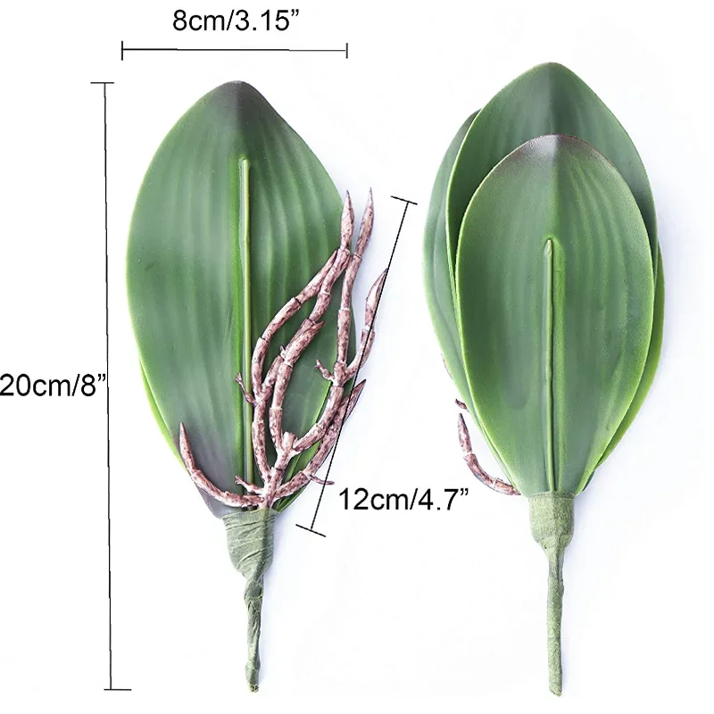 Foglie di orchidea Steli di Phalaenopsis artificiali Foglia Finto fiore di Cymbidium Foglio Verde Real Touch Lattice Bulk Decorazioni per la casa