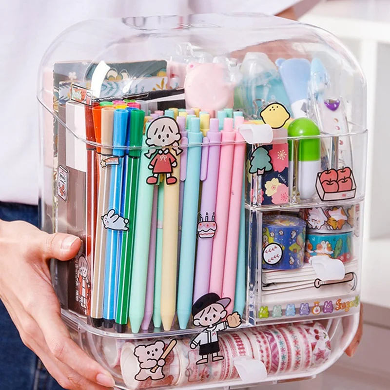 Transparent Storage Box Desktop Drawer Creative Desk Organizer Artifact For Student Dormitory Office Without Stickers