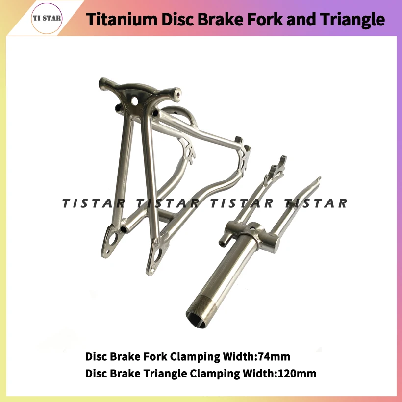 Titanium Disc Brake Fork and Triangle for Brompton Bicycle, 16 Inches, Lightweight Ti Frame, Folding Bike, Gr9, Ti3Al2.5V