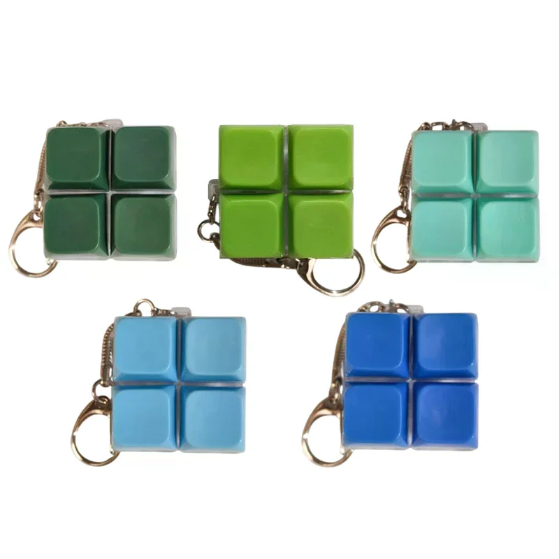 4Key LED Light Finger Button Anti-stress Toy Keychain Bag Pendant Mechanical Keyboard Axis Tester Keycap Finger Keyboard Cap Toy