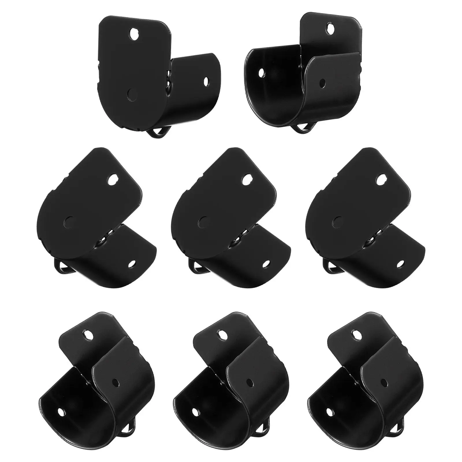 8Pcs Curtain Rod Accessories Black U-Shaped Stainless Steel Pole Support Socket Wall Mount Brackets for Drapery Hardware Window