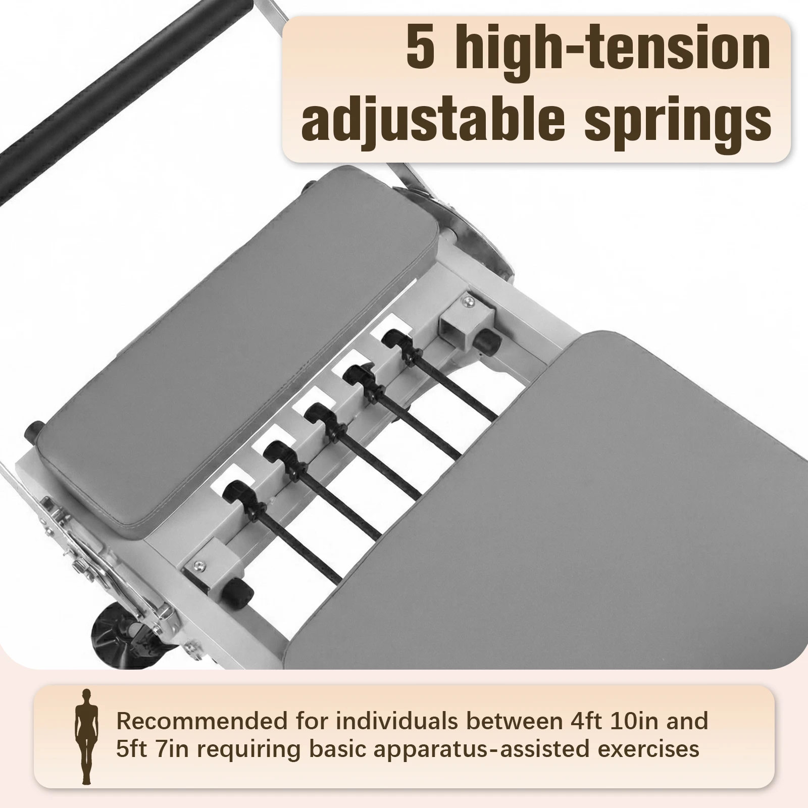 78 In Smooth Glide Carriage Reformer with Springs Resistance Portable Pilates Machine 300 LBS Capacity Suitable for All Levels view 2