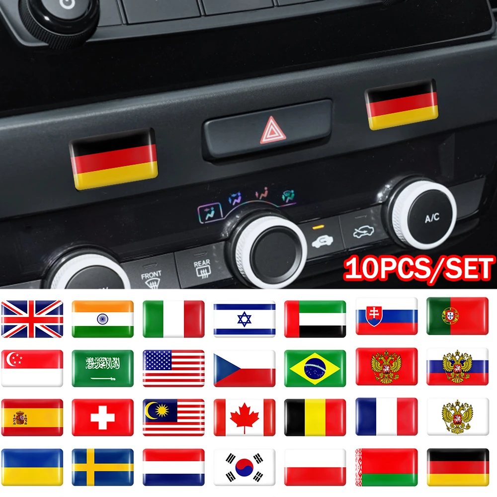 Pegatina epoxi 3D para decoración Exterior e Interior de coche, pegatina pequeña para Brasil, Alemania, Rusia, Francia, Suecia, Italia, Reino Unido, España, Japón, Estados Unidos