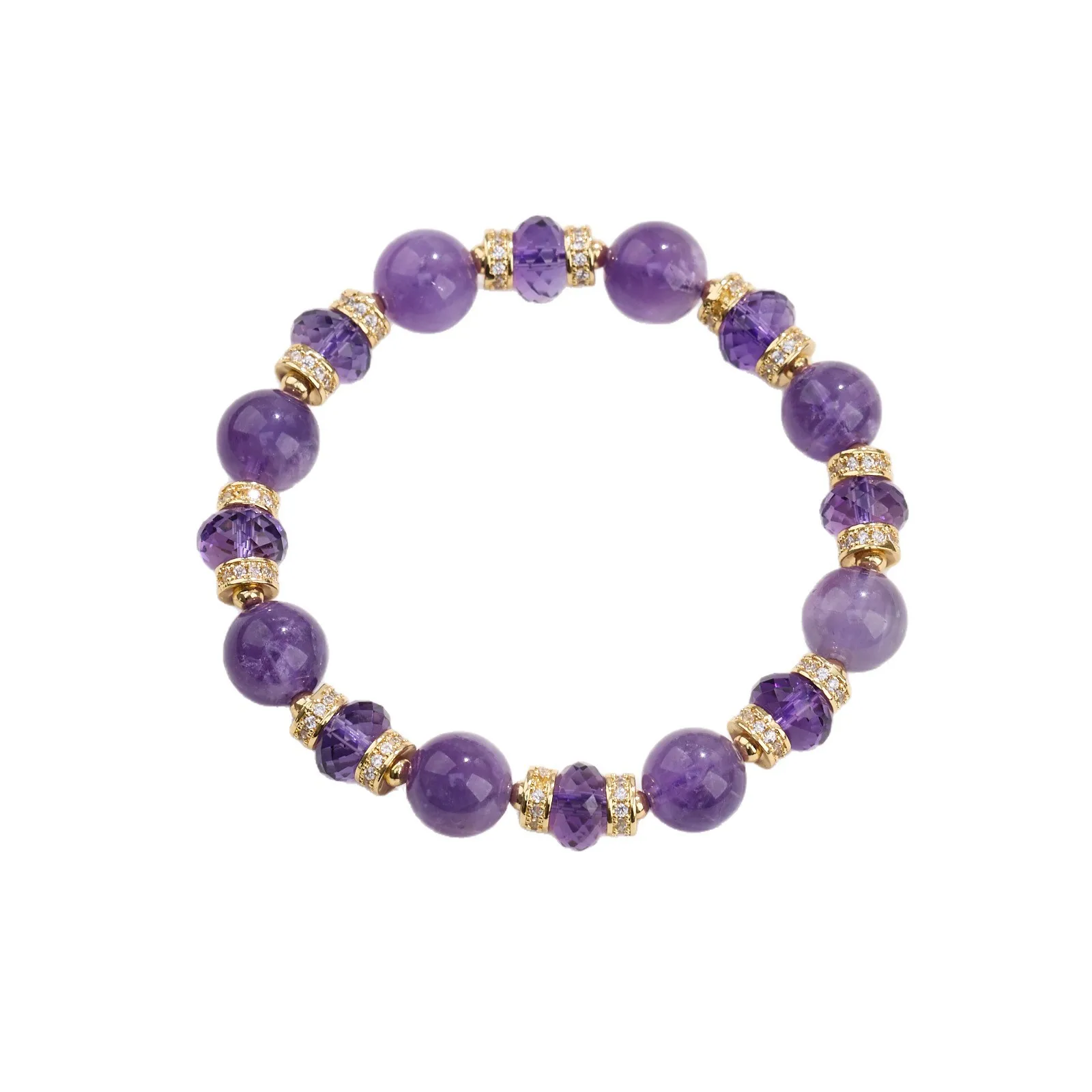 Natural Amethyst Faceted Beaded Bracelets Light Luxury High End Couple Bracelets Jewelry Gifts