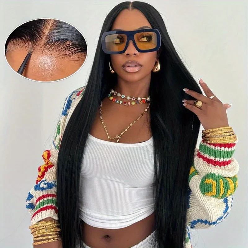 13x4 مستقيم الدانتيل شعر مستعار أمامي 13x6 HD شفاف البرازيلي 30 40 بوصة خصلات الشعر المستعار الإنسان للنساء السود شعر مستعار بدون صمغ