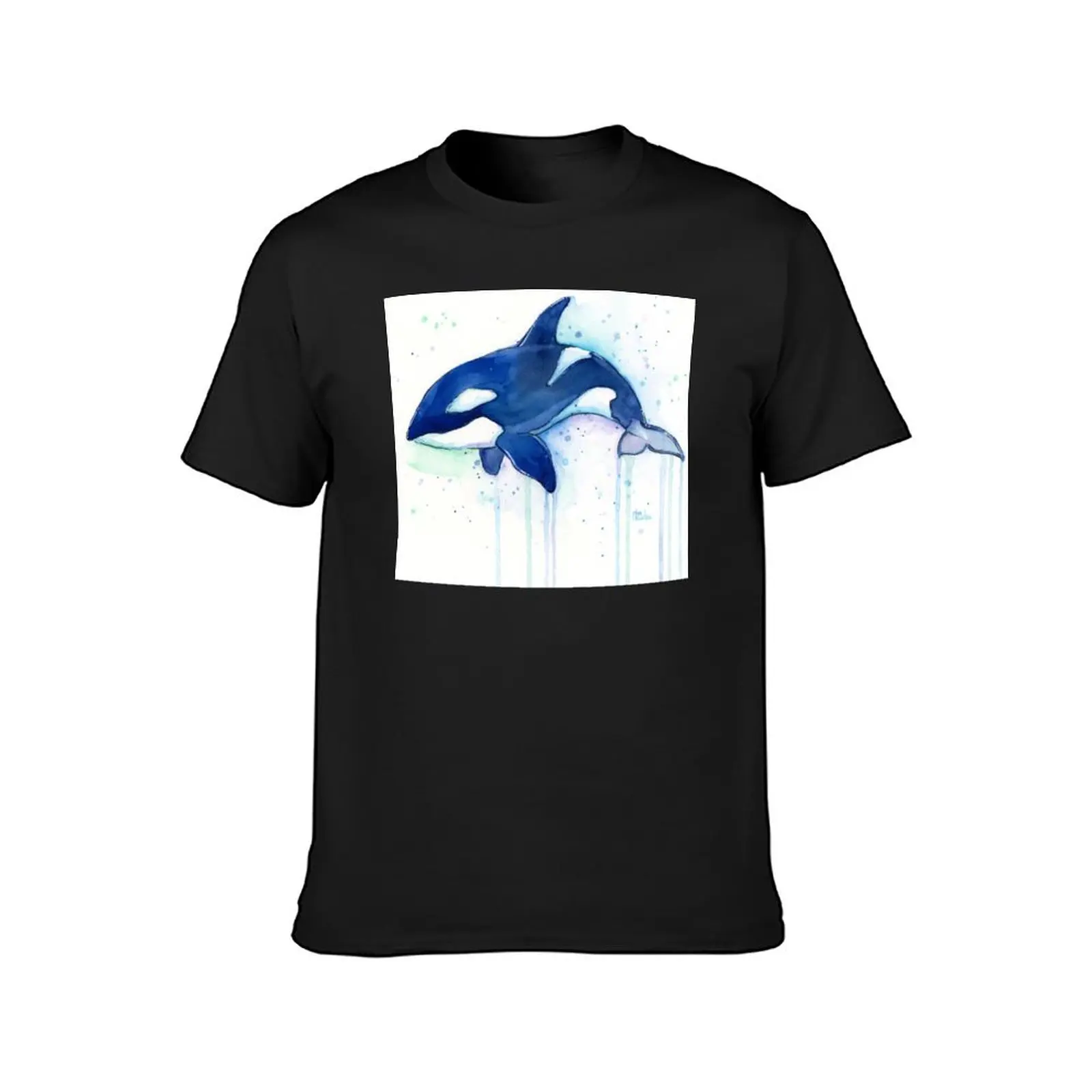 Killer Whale Orca Watercolor T-Shirt summer clothes sweat mens graphic t-shirts big and tall