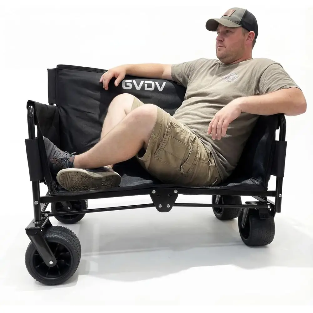 

Складной универсал емкостью 550 фунтов с колесами, складная сверхмощная пляжная тележка с сиденьями, универсальный тележка с вездеходными колесами 7 дюймов,