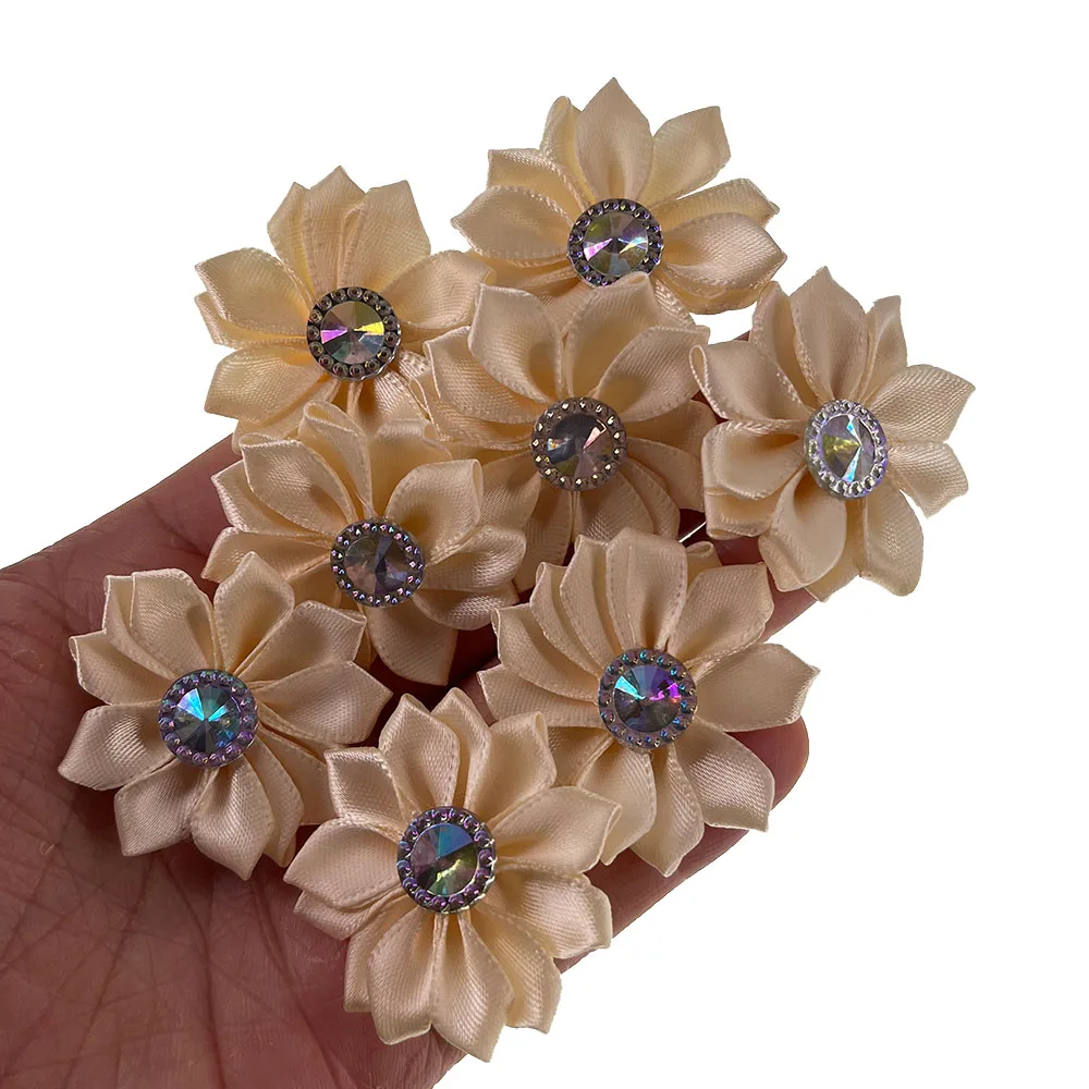 20Pcs Petaled Rosette Satin Ribbon Flowers For Packing Wedding Bouquet Flower Hair Cloth Craft DIY Accessories 4.5cm