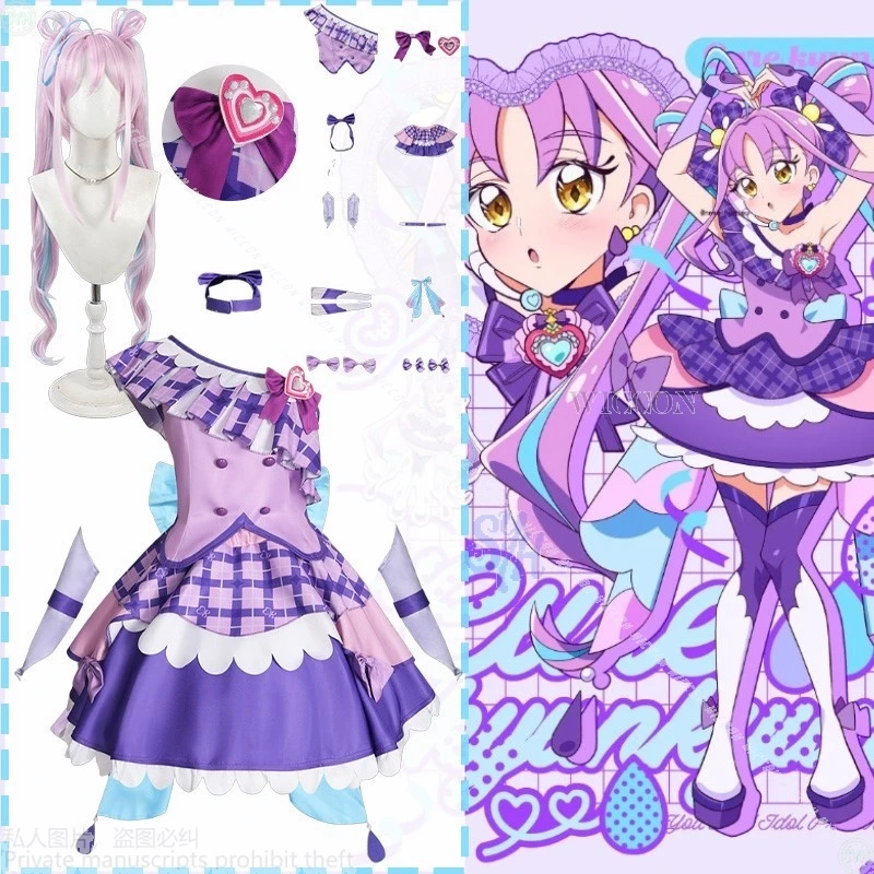 

Cos CCOS Pretty Anime Cure You And Idol Precure Cosplay Shigure Kokoro Jirai Kei Girls Plaid Bow Cake Skirt Lolita Halloween
