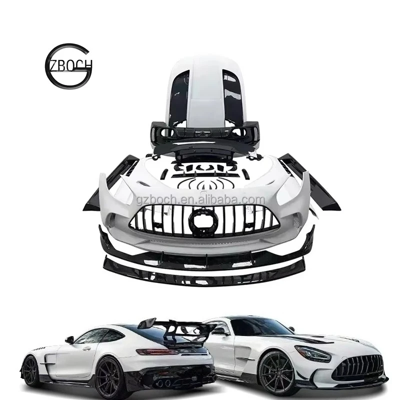 Black Bodykit for Mercedes-Benz GTS For AMG GT Black Series Body Kit Car Bumpers Half Carbon Fiber Kit Front Lip Engine Hood