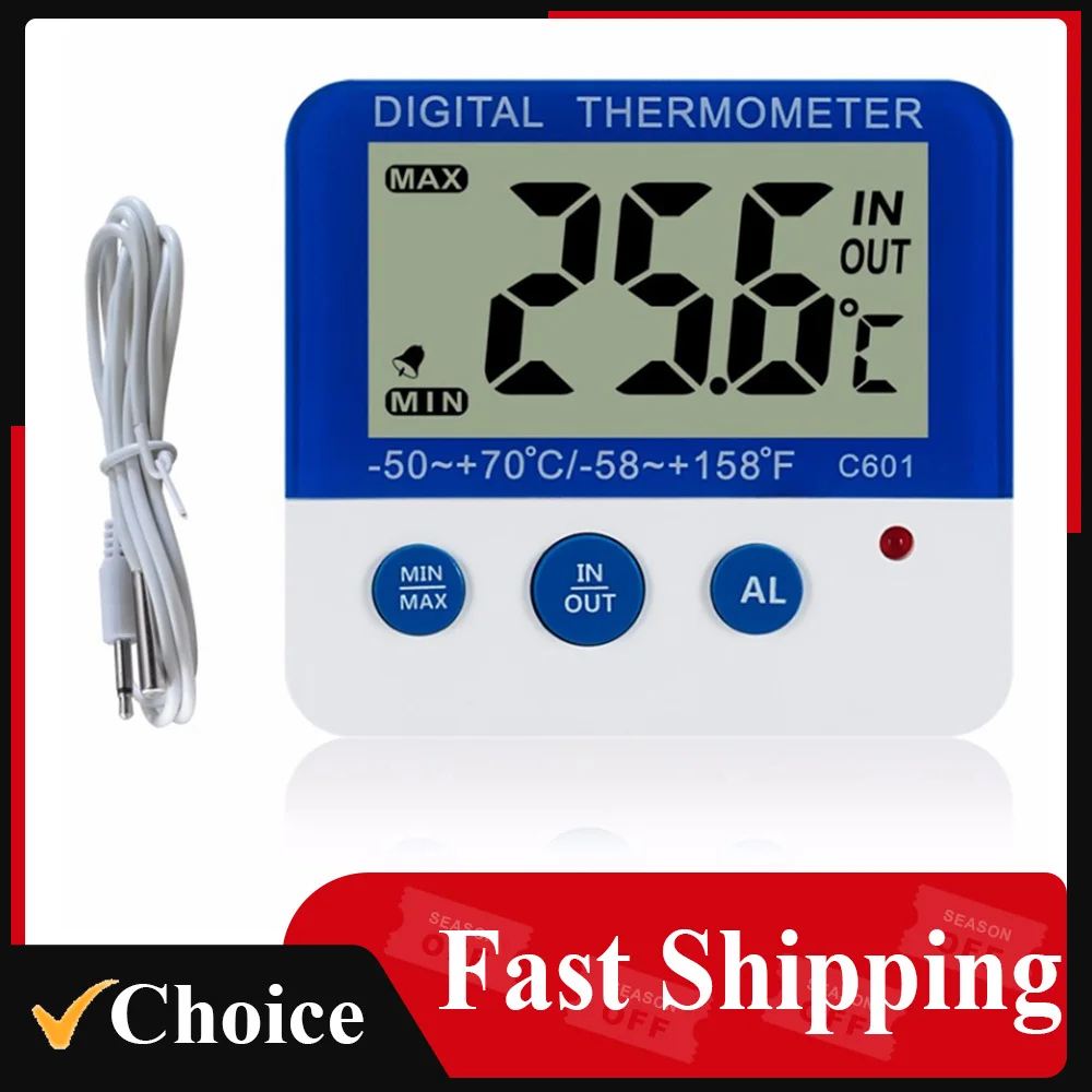 Digital Fridge Thermometer with Alarm and Max Min TemperatureLCD Display Digital Freezer Thermometer for Indoor Outdoor