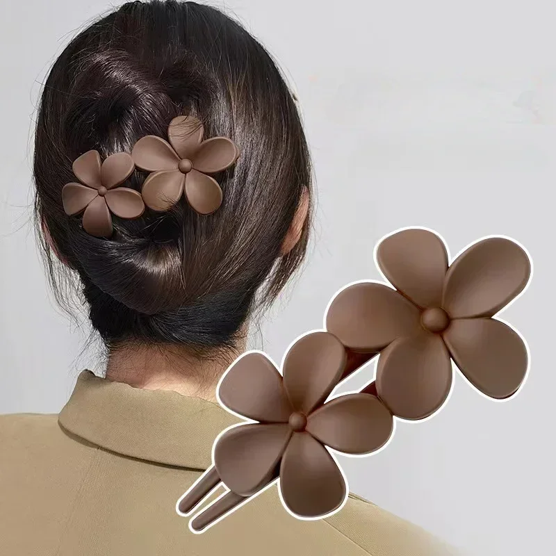 Fashion Flower Hair Clip Headdress Women Summer Hair Clips Back Head Spoon Coiled Hair Hairpin Large Duckbill Clip Ponytail Clip