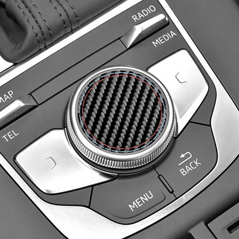 For Audi 8V A3 S3 (2014-2019) Sport Car Multimedia Button Knob Cover Trim Sticker Carbon Fiber Anti Scratch Interior Accessories view 5