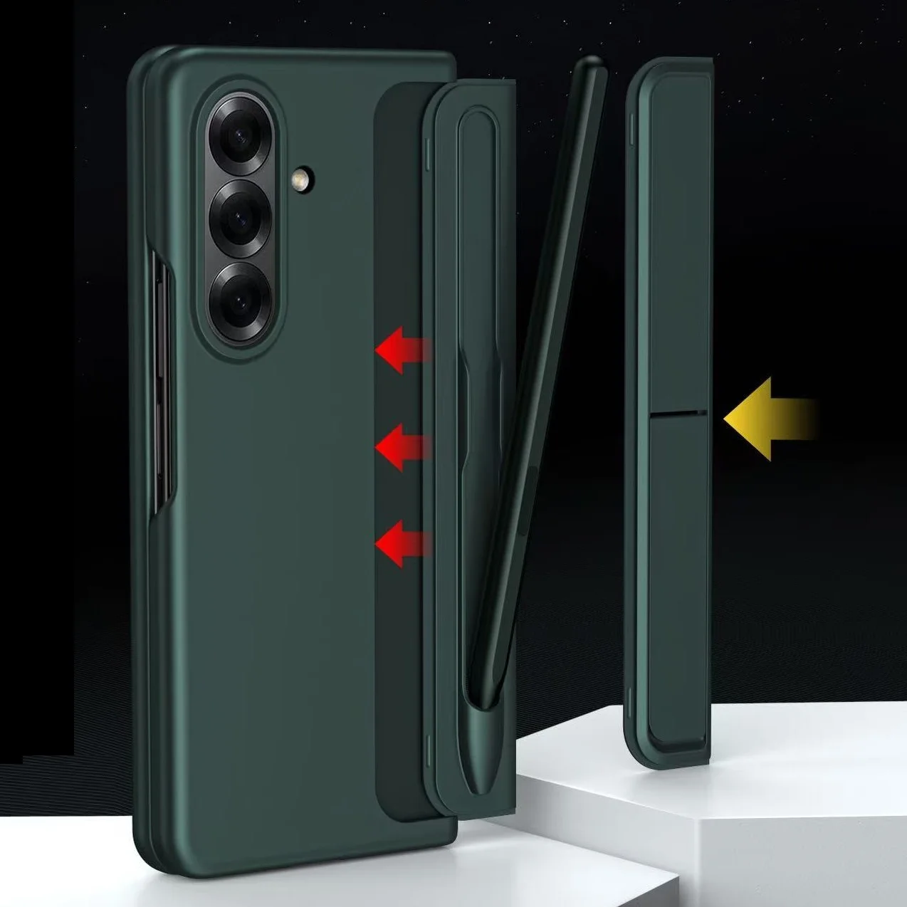 

Противоударный чехол с невидимым кронштейном и подставкой для телефона Samsung Galaxy Z Fold 7 ZFold 6 5 4 3, защитный полный чехол + держатель для ручки